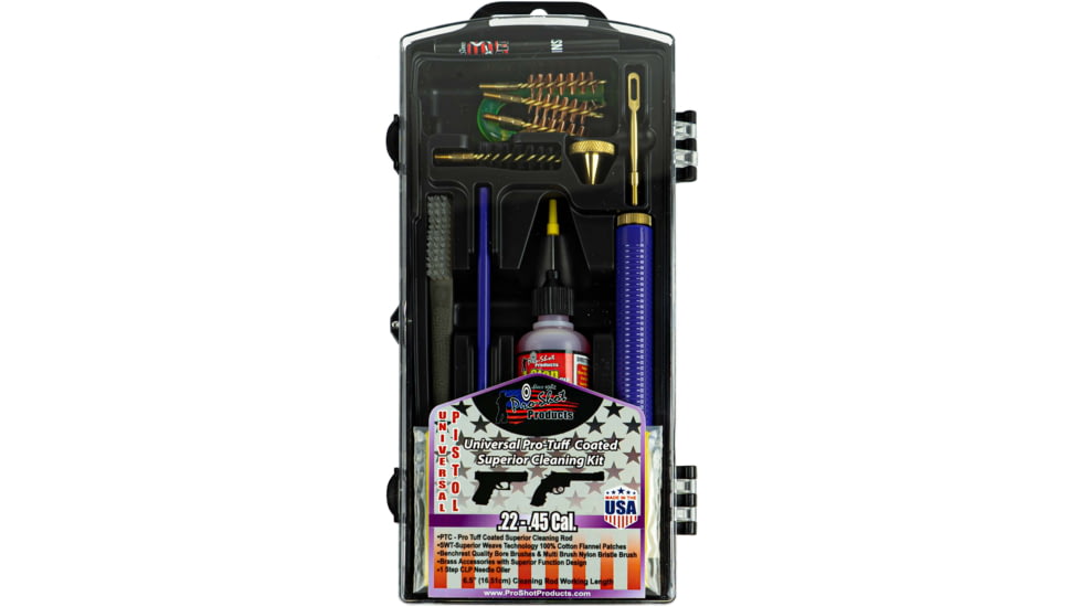 Pro-Shot Coated Rod Universal Pistol Gun Cleaning Kit, Purple, .22-45 Cal. PURP-PISTOL