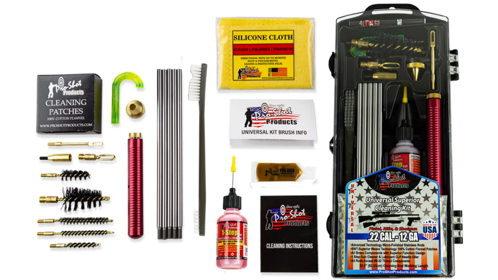 Pro-Shot Universal Box Gun Cleaning Kit, Stainless Steel, .22 Cal., 12 GA PSUVKIT