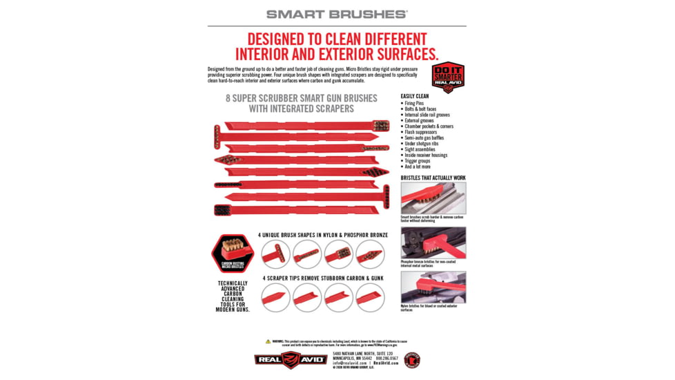 Real Avid 8 Smart Super Scrubber Gun Brushes With Integrated Scrapers, AVSB01