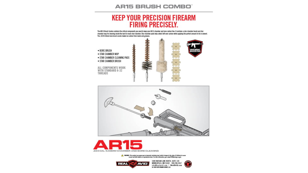 Real Avid AR15 Brush Combo Kit, .223/5.56mm, AVAR15BC