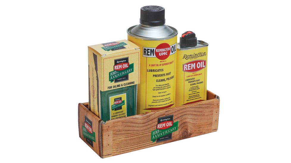 Remington 18004 100th Anniversary Replicas Rem-Oil Faux Wood Box Combo 3-Pk Kit