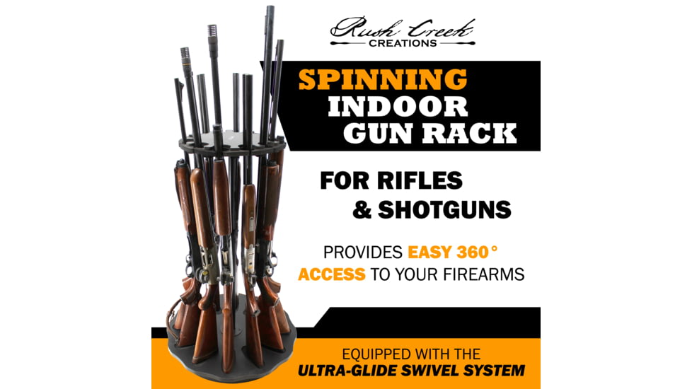 Rush Creek Creations 12-Gun Spinning Floor Rack with Adjustable Height, Black, 38-8020