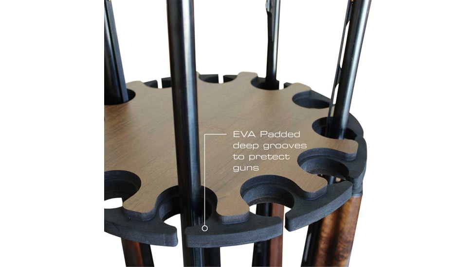 Rush Creek Creations 12-Gun Spinning Floor Rack with Adjustable Height, Dark Walnut, 38-4061