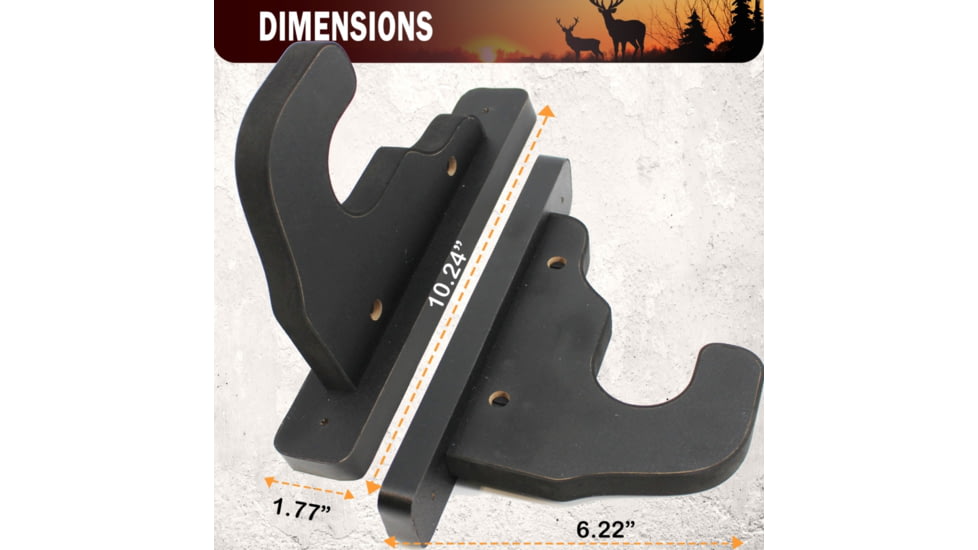 Rush Creek Creations 2-Piece Padded Gun Display Wall Hooks, Black, 38-5073