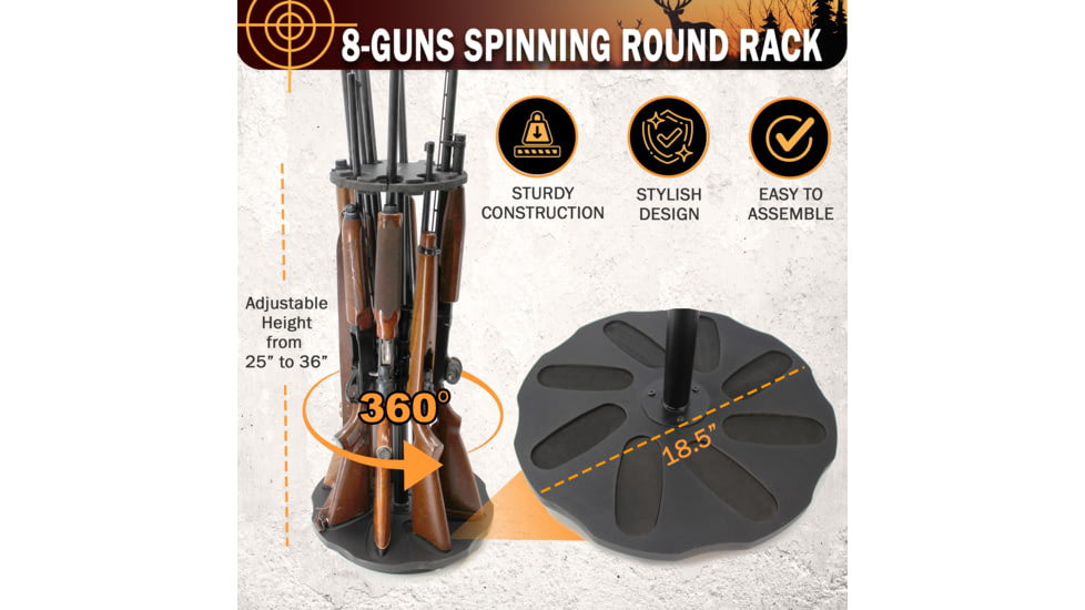 Rush Creek Creations 8 Gun Spinning Rack, Black, 38-5065