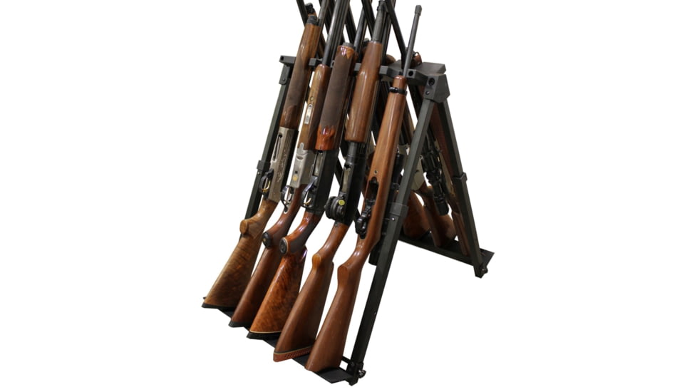 Rush Creek Creations Fold &amp; Go Aluminum 10 Gun Stand, Black, 38-5010