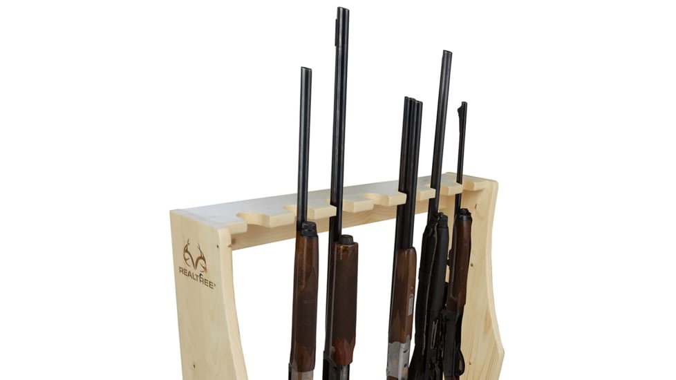 Rush Creek Creations Free Standing Wood 7-Gun Storage Rack, Natural Pine Light, 39-4001