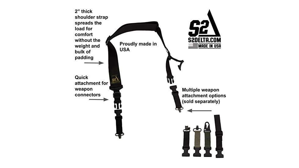 S2Delta Q.D. Rifle Sling, Black, MRS2P-USA-BLK-QD