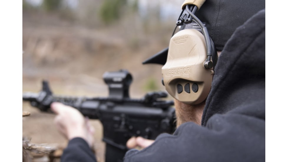 Safariland - TCI Liberator Hearing Protection with Adaptive Behind-the-Head Suspension, Flat Dark Earth, TCI-LIBHPB-2.0-FDE