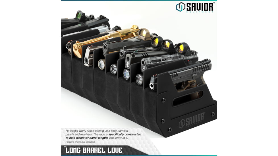 Savior Equipment 12-Slot Pistol Rack, Black, RK-HAND-XTWELVE-BK