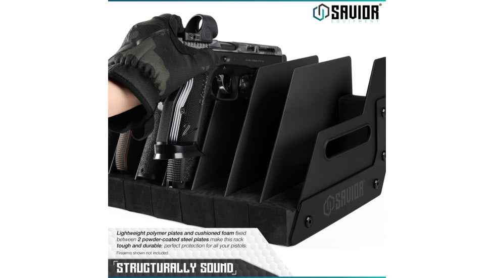 Savior Equipment 12-Slot Pistol Rack, Black, RK-HAND-XTWELVE-BK