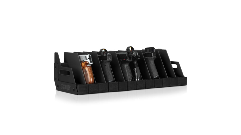 Savior Equipment 12 Slot Pistol Rack, Black, 7in H x 25in L x 9.5in D, RK-HAND-XTWELVE-BK
