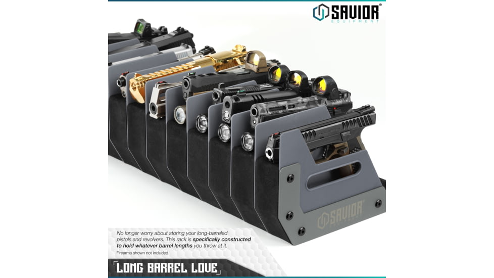 Savior Equipment 12-Slot Pistol Rack, Gray, RK-HAND-XTWELVE-GS