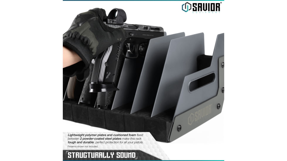 Savior Equipment 12-Slot Pistol Rack, Gray, RK-HAND-XTWELVE-GS