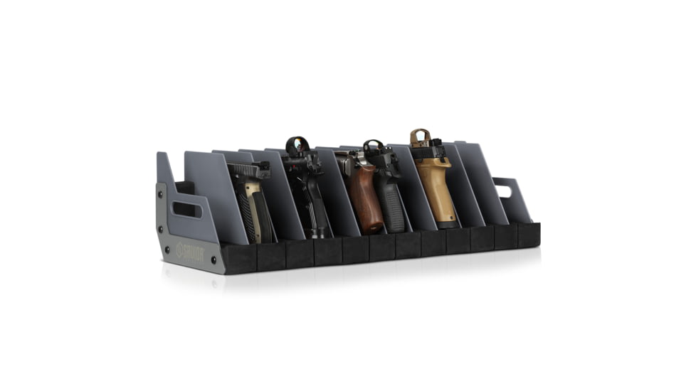 Savior Equipment 12 Slot Pistol Rack, Grey, 7in H x 25in L x 9.5in D, RK-HAND-XTWELVE-GS