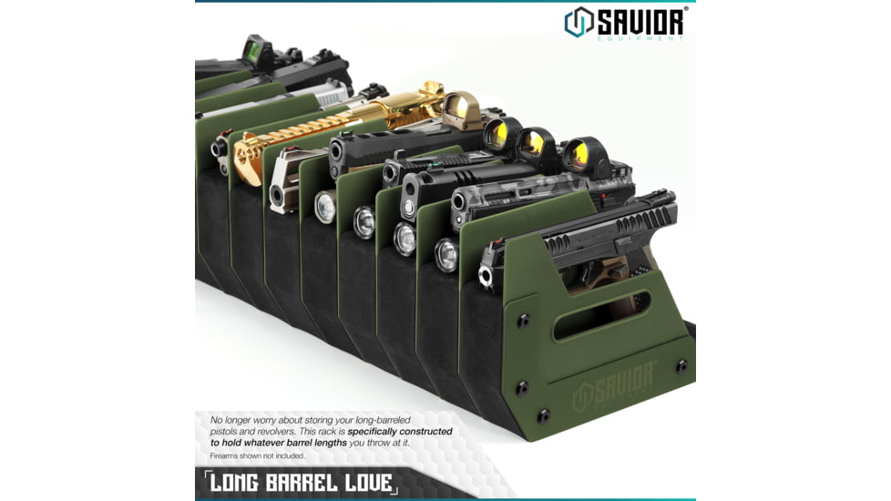 Savior Equipment 12-Slot Pistol Rack, OD Green, RK-HAND-XTWELVE-OG