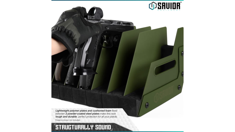 Savior Equipment 12-Slot Pistol Rack, OD Green, RK-HAND-XTWELVE-OG