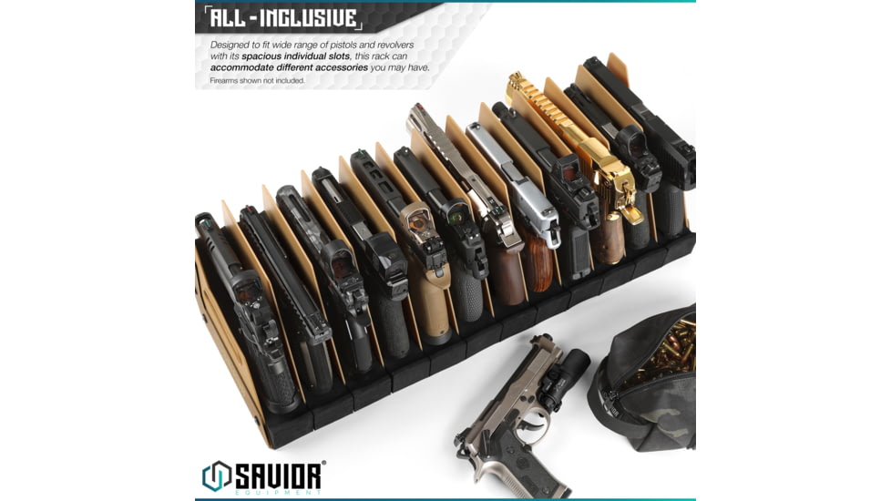Savior Equipment 12-Slot Pistol Rack, RAL 8000 Tan, RK-HAND-XTWELVE-TN