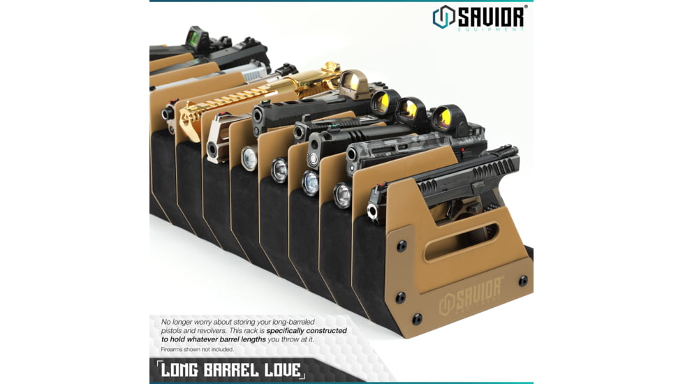 Savior Equipment 12-Slot Pistol Rack, RAL 8000 Tan, RK-HAND-XTWELVE-TN