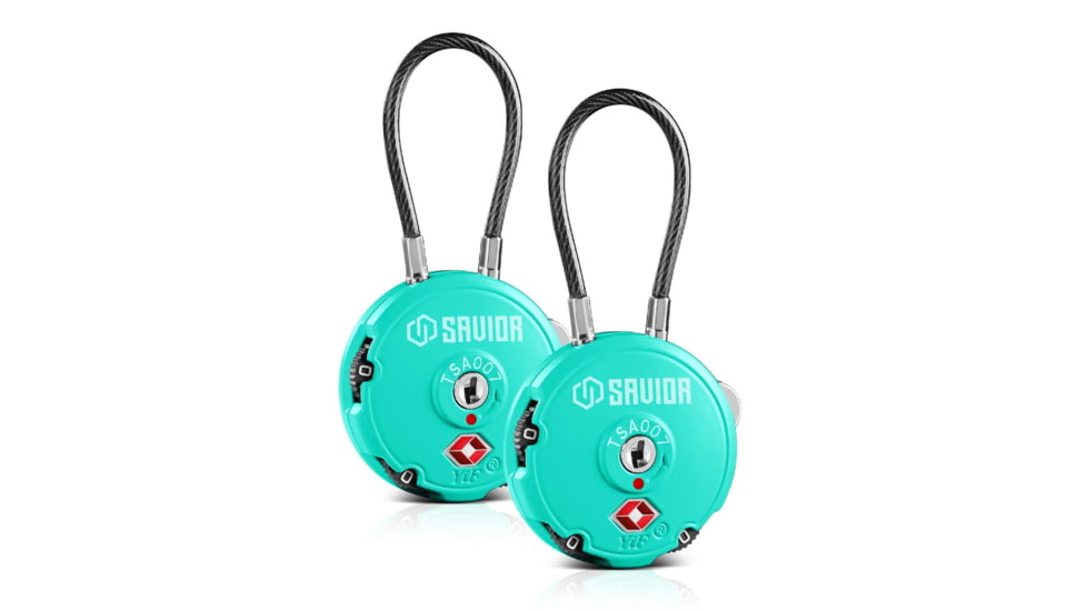 Savior Equipment 3 Digit Cable Lock, 2 Pack, Savior Teal, Small, LK-ROUND-TE-DUAL