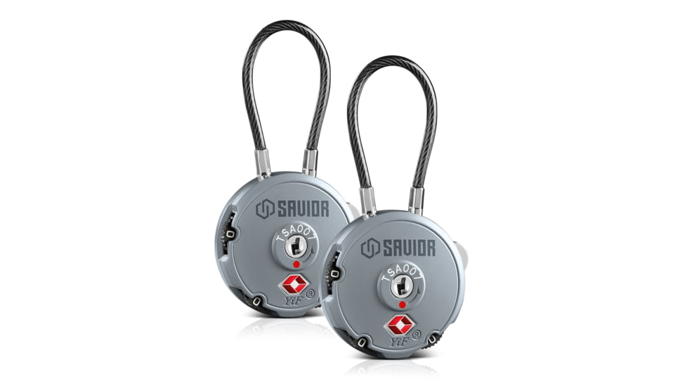 Savior Equipment 3 Digit Cable Lock, Pair, Gray, Small, LK-ROUND-GS-DUAL