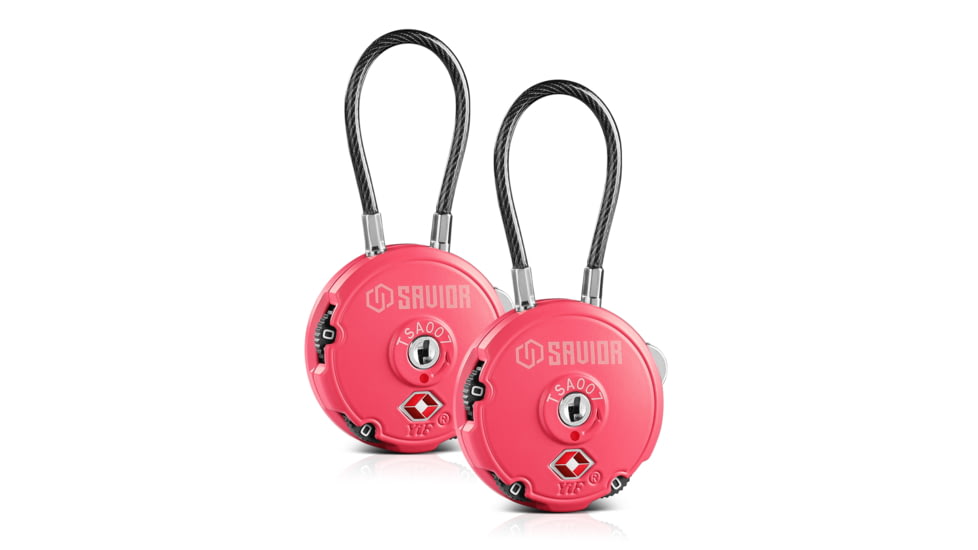 Savior Equipment 3 Digit Cable Lock, Pair, Pink, Small, LK-ROUND-PI-DUAL