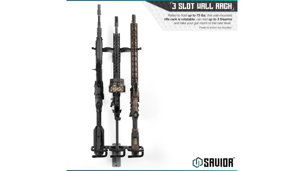 Savior Equipment 3-Slot Adjustable Wall Rack, Gray, RK-WALL-ADX3-GS