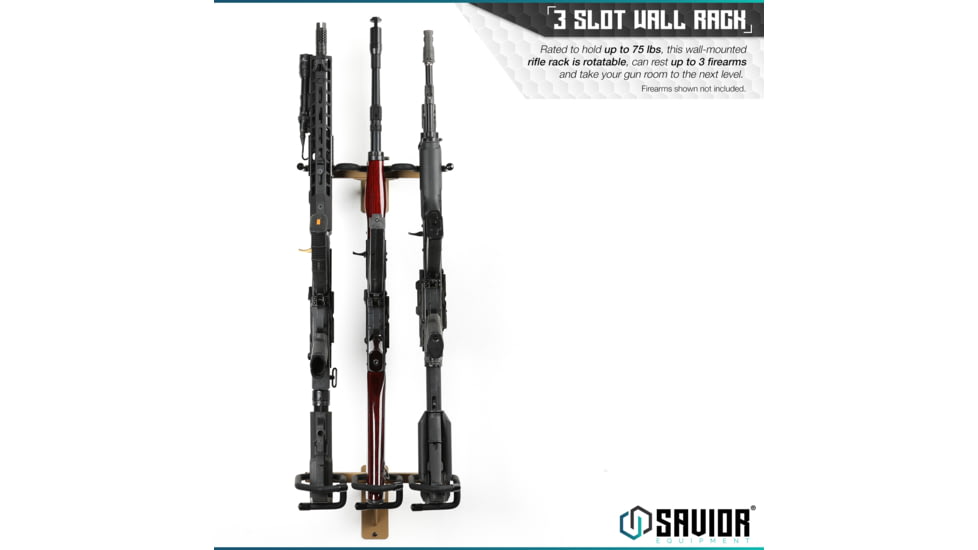 Savior Equipment 3-Slot Adjustable Wall Rack, RAL 8000 Tan, RK-WALL-ADX3-TN