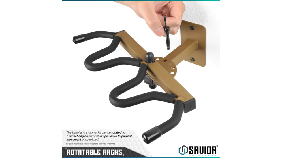 Savior Equipment 3-Slot Adjustable Wall Rack, RAL 8000 Tan, RK-WALL-ADX3-TN