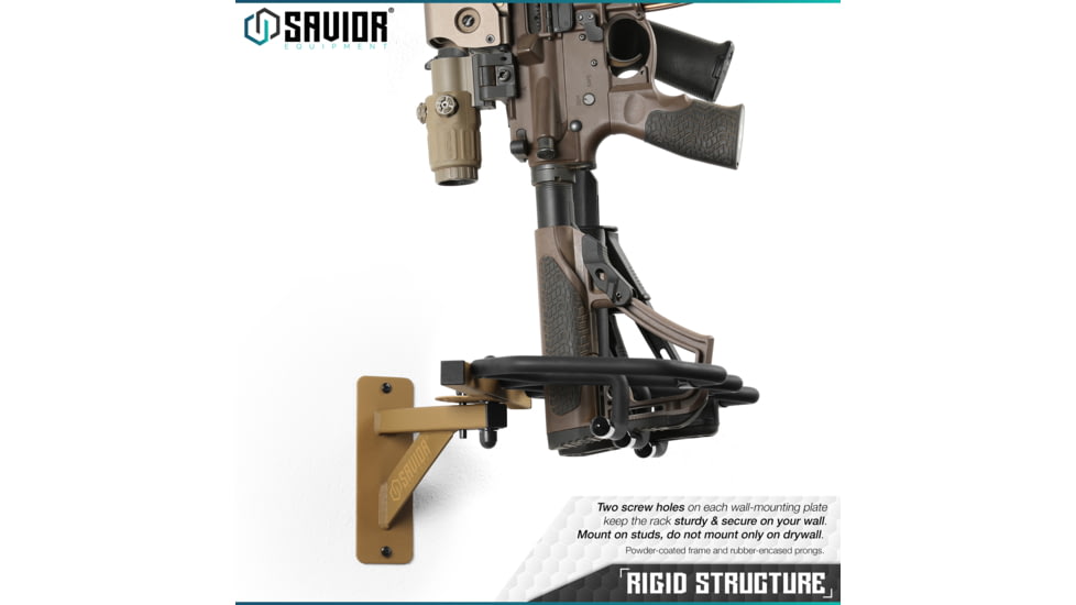 Savior Equipment 3-Slot Adjustable Wall Rack, RAL 8000 Tan, RK-WALL-ADX3-TN