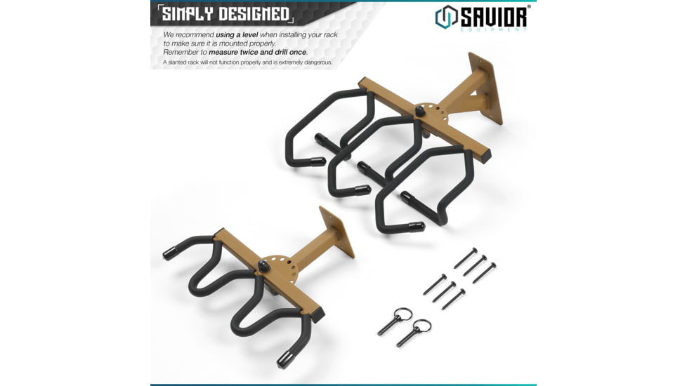 Savior Equipment 3-Slot Adjustable Wall Rack, RAL 8000 Tan, RK-WALL-ADX3-TN