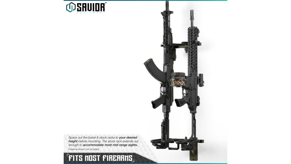 Savior Equipment 3-Slot Angle Adjustable Rafle Wall Rack, OD Green, 12in W x 3.5in H x 8.5in D, OD Green, Top: 12in W x 3.5in H x 8.5in D ; Bottom: 12.5in W, RK-WALL-ADX3-OG