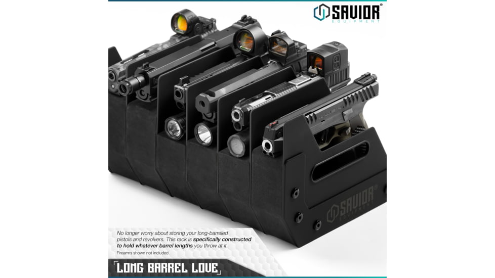 Savior Equipment 6 Slot Pistol Rack, Black, 12.5 x 7 x 9.5, RK-HAND-XSIX-BK