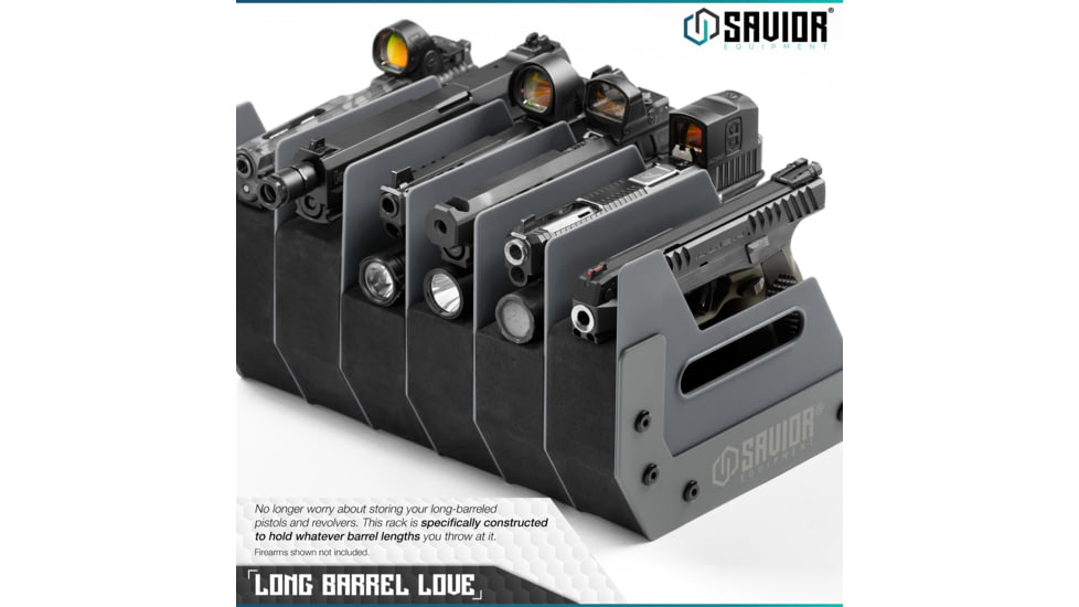 Savior Equipment 6 Slot Pistol Rack, Gray, 12.5 x 7 x 9.5, RK-HAND-XSIX-GS