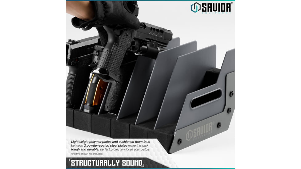 Savior Equipment 6 Slot Pistol Rack, Gray, 12.5 x 7 x 9.5, RK-HAND-XSIX-GS