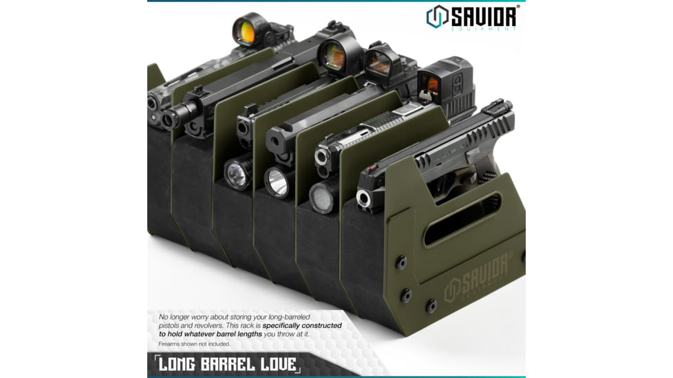 Savior Equipment 6 Slot Pistol Rack, OD Green, 12.5 x 7 x 9.5, RK-HAND-XSIX-OG
