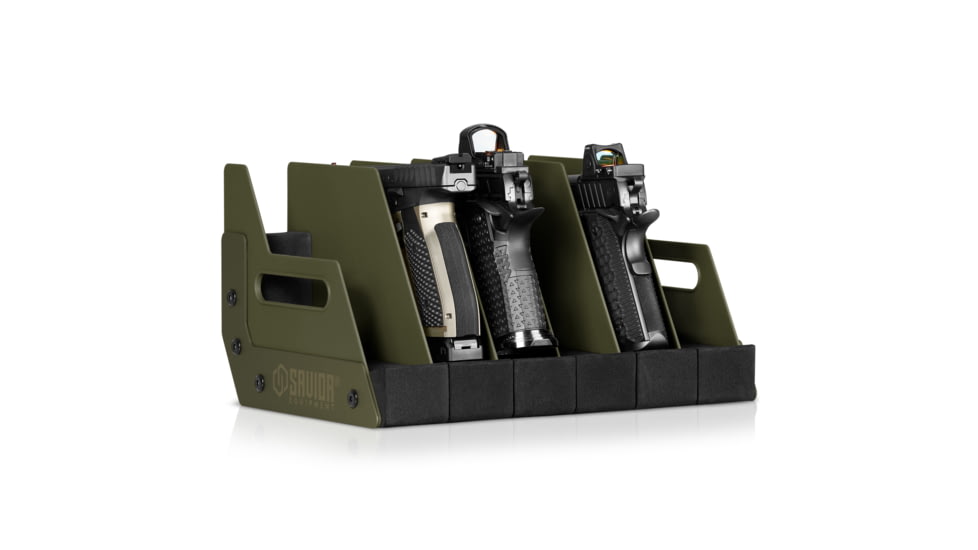 Savior Equipment 6 Slot Pistol Rack, OD Green, 12.5 x 7 x 9.5, RK-HAND-XSIX-OG
