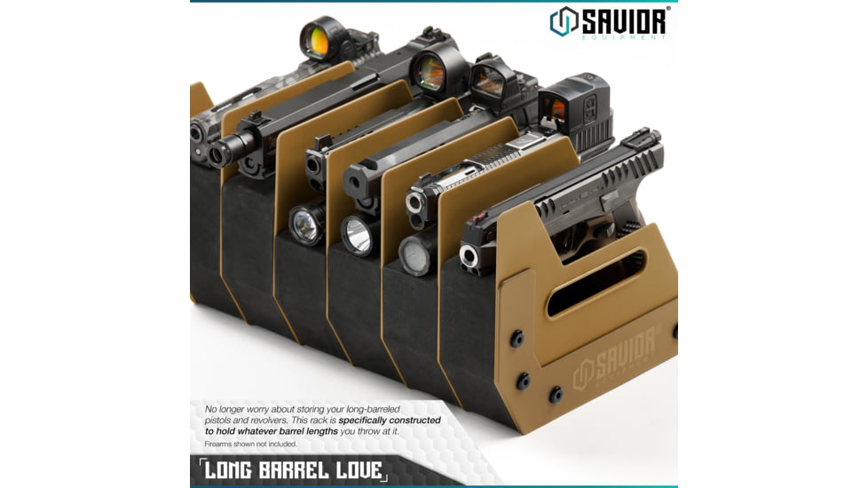 Savior Equipment 6 Slot Pistol Rack, RAL 8000 Tan, 12.5 x 7 x 9.5, RK-HAND-XSIX-TN