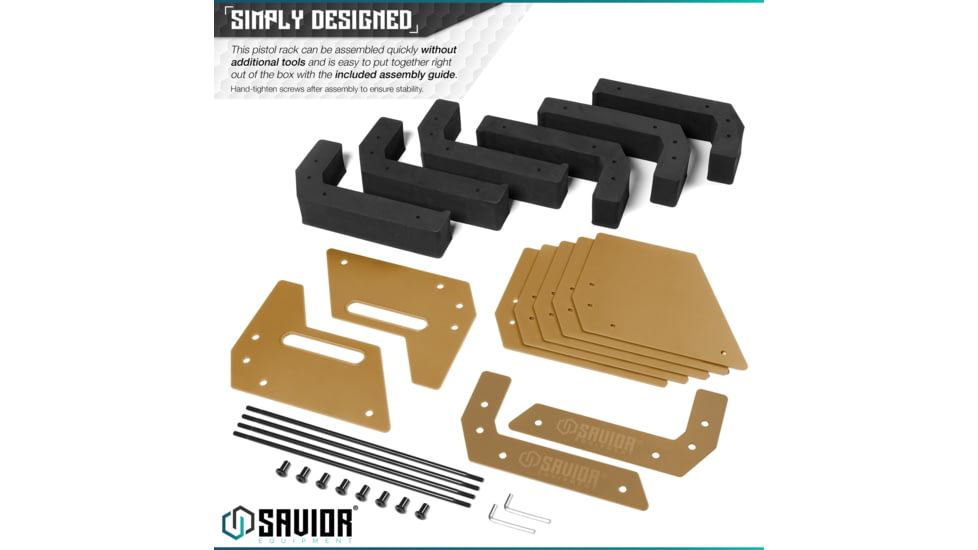 Savior Equipment 6 Slot Pistol Rack, RAL 8000 Tan, 12.5 x 7 x 9.5, RK-HAND-XSIX-TN