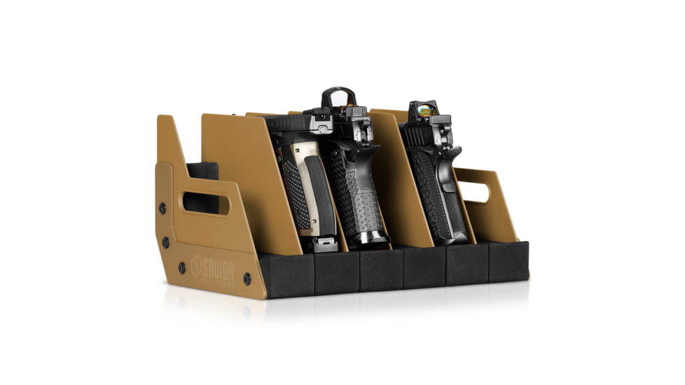 Savior Equipment 6 Slot Pistol Rack, RAL 8000 Tan, 12.5 x 7 x 9.5, RK-HAND-XSIX-TN