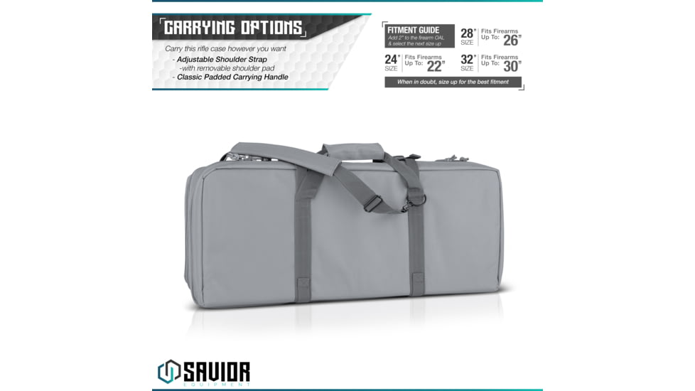 Savior Equipment American Classic Shorty Double Rifle Case, 24in, Gray, RB-2412DG-V1-GS