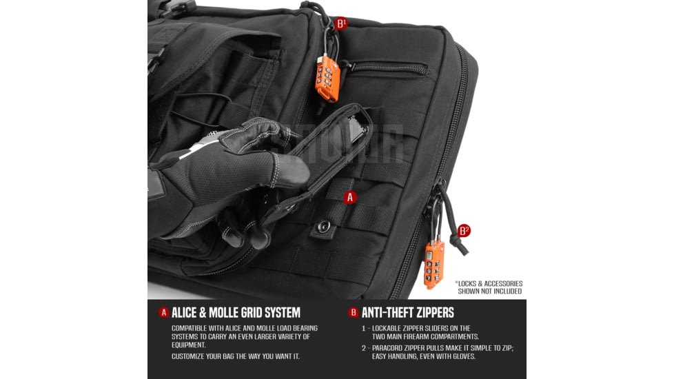 Savior Equipment American Classic Double Rifle Case, 36in, Black, RB-3612DG-V1-BK