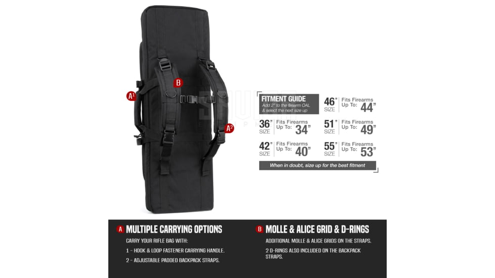 Savior Equipment American Classic Double Rifle Case, 36in, Black, RB-3612DG-V1-BK