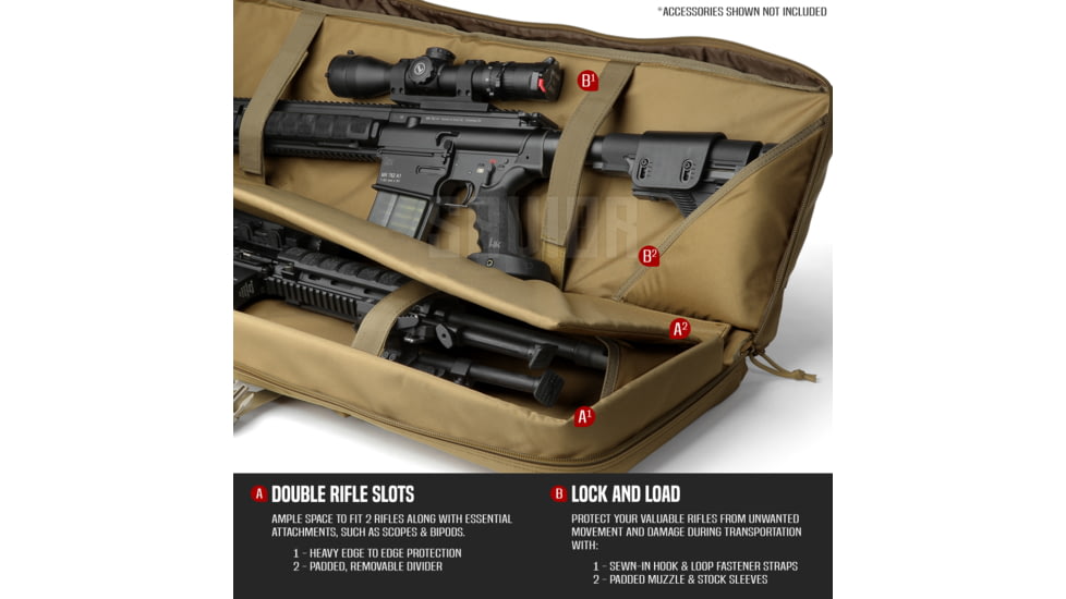 Savior Equipment American Classic Double Rifle Case, 36in, Dark FDE, RB-3612DG-V1-TN