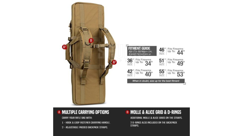 Savior Equipment American Classic Double Rifle Case, 42in, Dark FDE, RB-4212DG-V1-TN