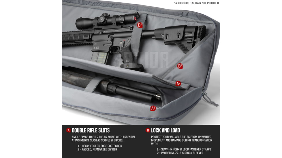 Savior Equipment American Classic Double Rifle Case, 42in, Gray, RB-4212DG-V1-GS