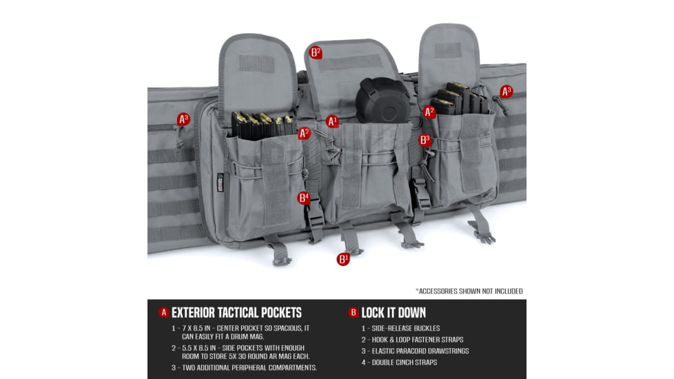 Savior Equipment American Classic Double Rifle Case, 42in, Gray, RB-4212DG-V1-GS