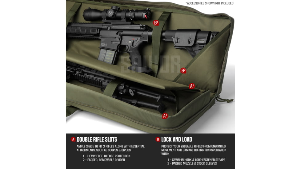 Savior Equipment American Classic Double Rifle Case, 42in, OD Green, RB-4212DG-V1-OG