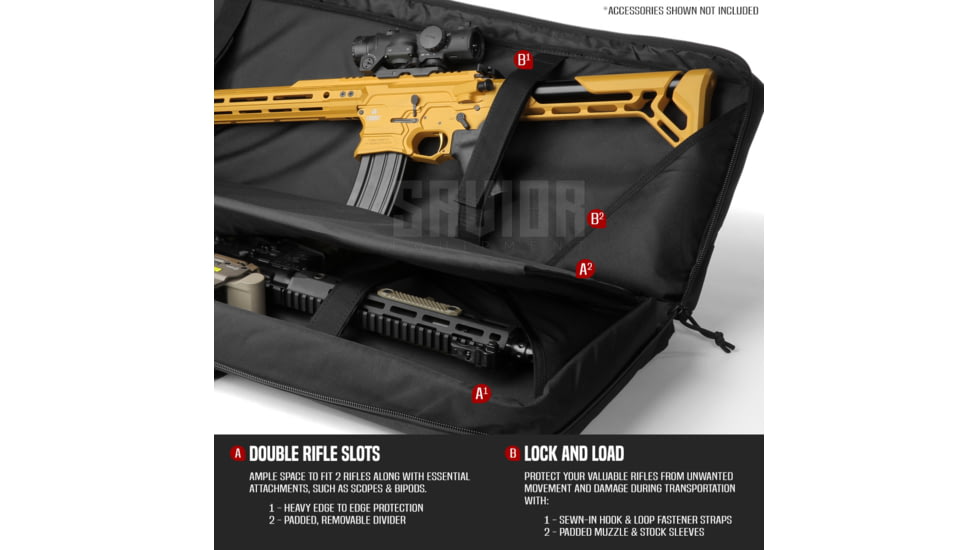 Savior Equipment American Classic Double Rifle Case, 51in, Black, RB-5112DG-V1-BK