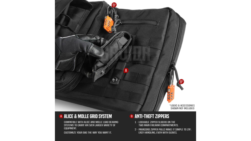 Savior Equipment American Classic Double Rifle Case, 51in, Black, RB-5112DG-V1-BK